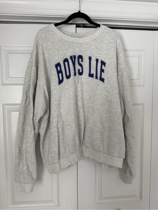 Boys Lie Sweaters - Boys Lie Heather Gray Crewneck with Black Logo Tag